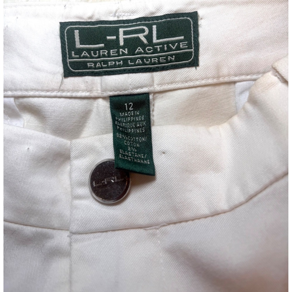 Lauren Ralph Lauren Active White Bermuda Shorts Womens 12 Stretch Chino Golf - Picture 5 of 12